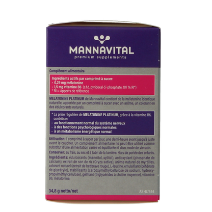 Mannavital Melatonine platinum 120 Smelttabletten