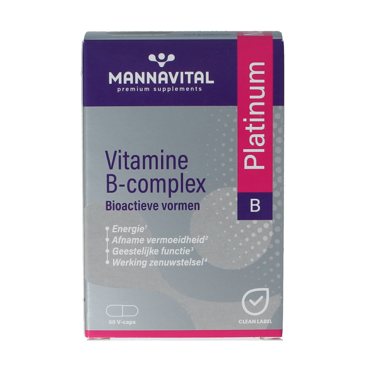 Mannavital Vitamine B complex platinum 60.00 Vegetarische capsules