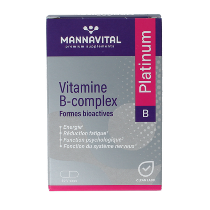 Mannavital Vitamine B complex platinum 60.00 Vegetarische capsules