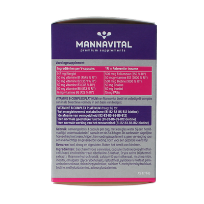 Mannavital Vitamine B complex platinum 60.00 Vegetarische capsules