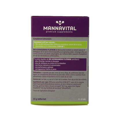 Mannavital Ashwagandha platinum bio 60 Vegetarische capsules