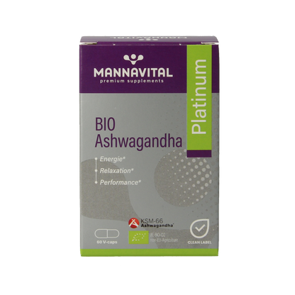 Mannavital Ashwagandha platinum bio 60 Vegetarische capsules