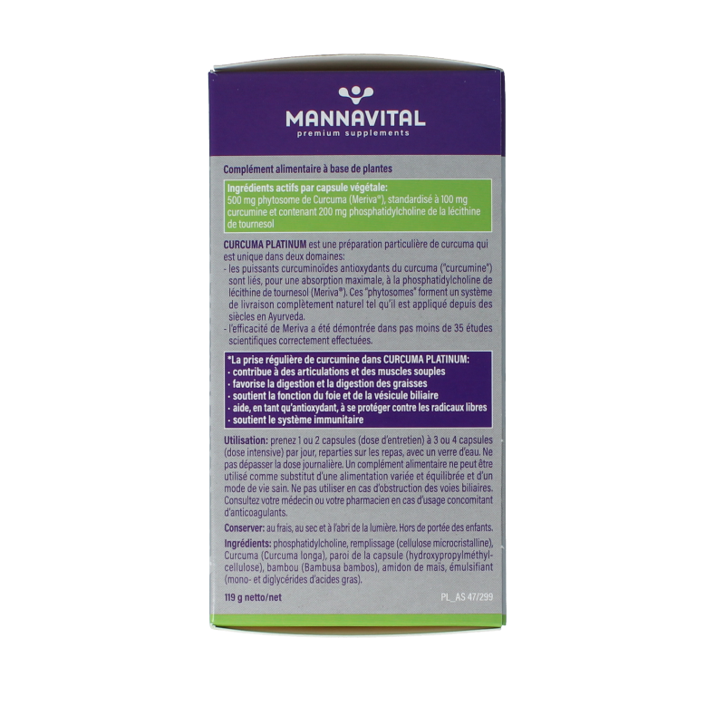 Mannavital Curcuma platinum 180 Vegetarische capsules