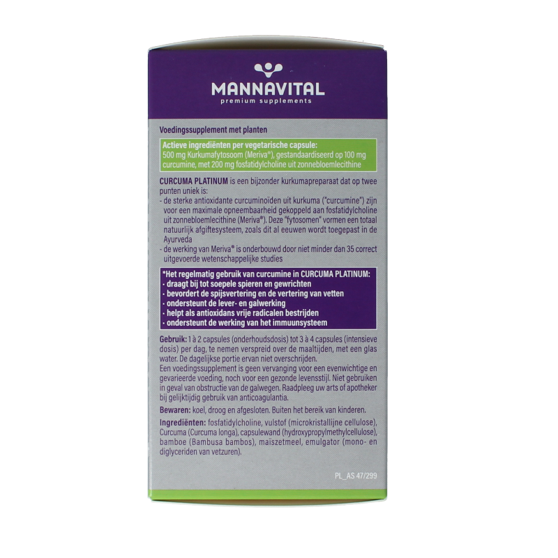Mannavital Curcuma platinum 180 Vegetarische capsules