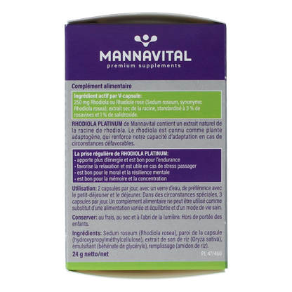 Mannavital Rhodiola platinum 60 Vegetarische capsules