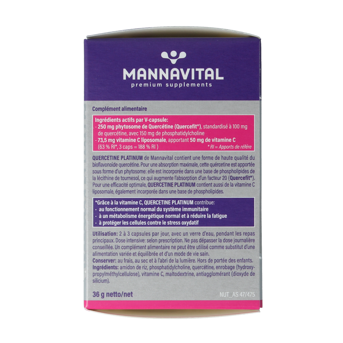 Mannavital Quercetine platinum 60.00 Vegetarische capsules