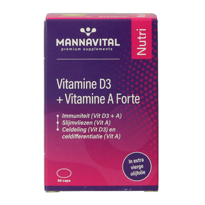 Mannavital Vitamine D3 + vitamine A forte 90.00 Capsules