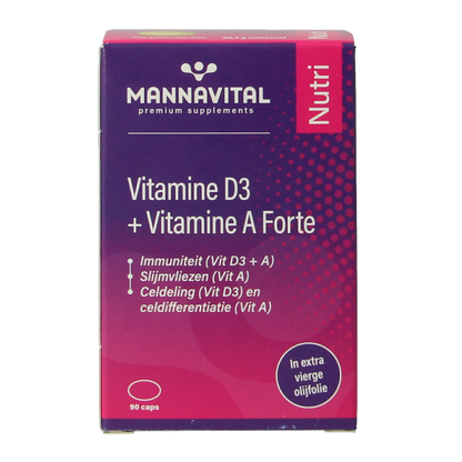 Mannavital Vitamine D3 + vitamine A forte 90 Capsules