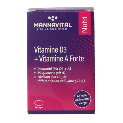 Mannavital Vitamine D3 + vitamine A forte 90 Capsules