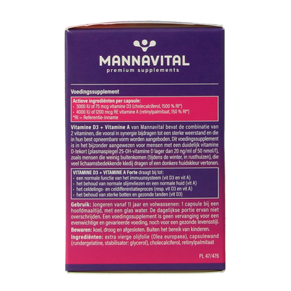 Mannavital Vitamine D3 + vitamine A forte 90 Capsules