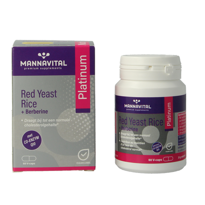 Mannavital Rode rijst + berberine platinum 60 Vegetarische capsules