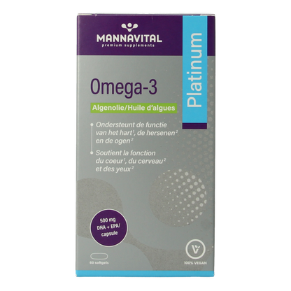 Mannavital Omega-3 algenolie platinum 60 Softgels