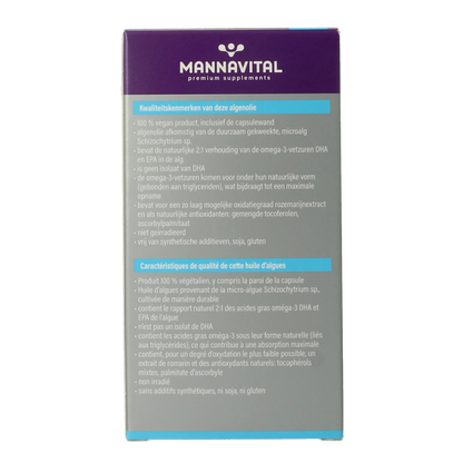 Mannavital Omega-3 algenolie platinum 60 Softgels