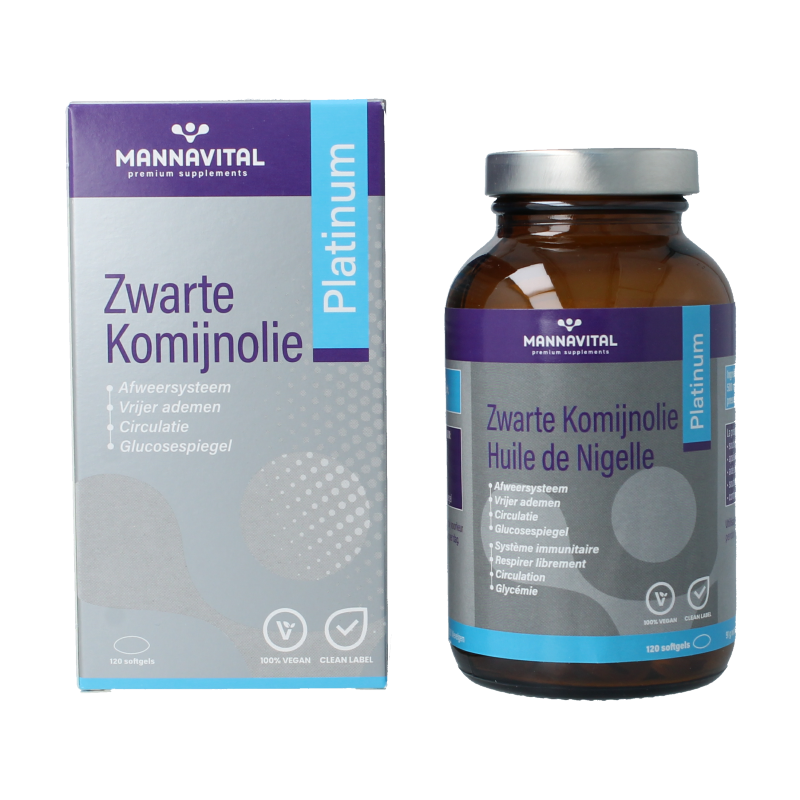 Mannavital Zwarte komijnolie platinum 120 Softgels