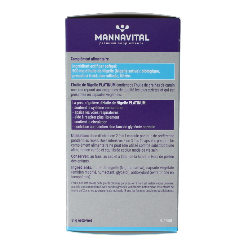 Mannavital Zwarte komijnolie platinum 120 Softgels