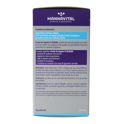 Mannavital Zwarte komijnolie platinum 120 Softgels