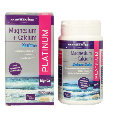 Mannavital Mariene magnesium + calcium platinum 120 Vegetarische capsules