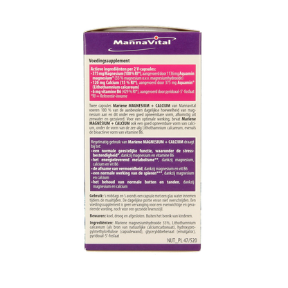 Mannavital Mariene magnesium + calcium platinum 120 Vegetarische capsules