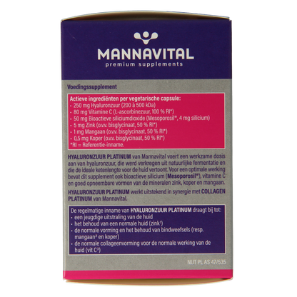Mannavital Hyaluronzuur platinum 60 Capsules