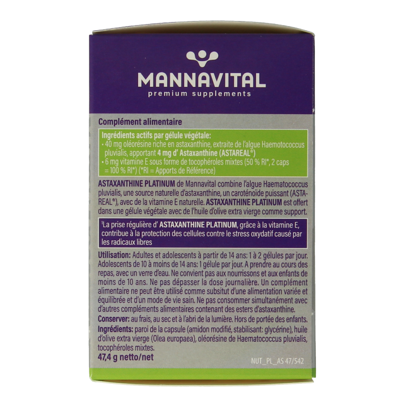 Mannavital Astaxanthine platinum 60 Vegetarische capsules