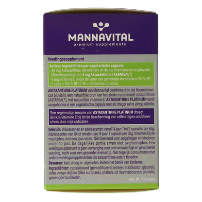 Mannavital Astaxanthine platinum 60 Vegetarische capsules