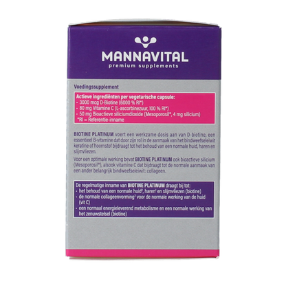 Mannavita Biotine platinum 60 Vegetarische capsules