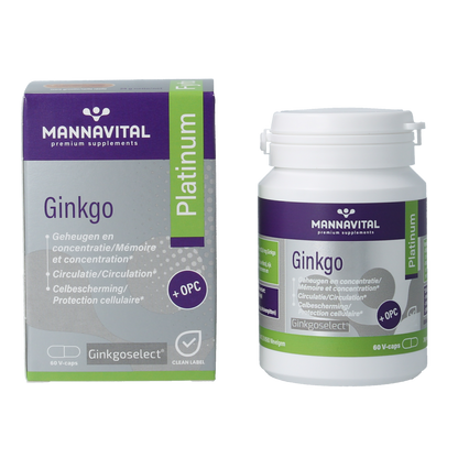 Mannavital Ginkgo platinum 60.00 Vegetarische capsules