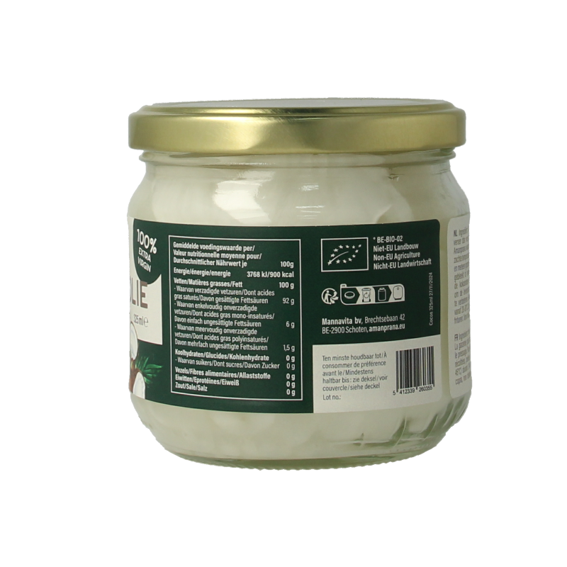Amanprana Kokosnootolie bio 325 Milliliter