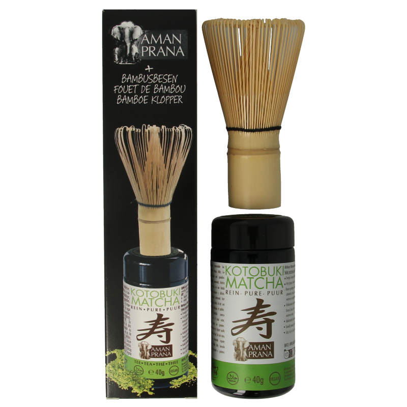 Amanprana Kotobuki matcha + bamboe klopper bio 40 Gram