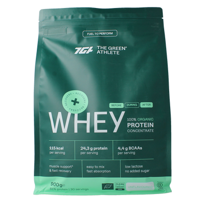 The Green Athlete Whey protein concentrate unflavoured bio 900.00 Gram