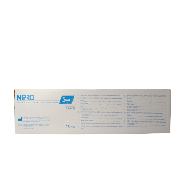 Nipro Injectiespuit 2-delig 5ml luer slip excentrisch 100 Stuks