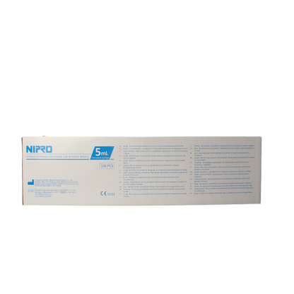 Nipro Injectiespuit 2-delig 5ml luer slip excentrisch 100 Stuks