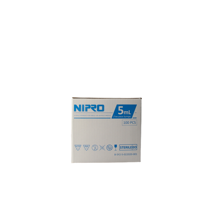 Nipro Injectiespuit 2-delig 5ml luer slip excentrisch 100 Stuks