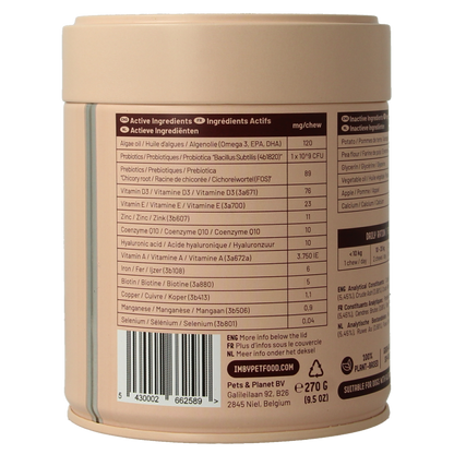 Imby Pet Food  Huid & vacht supplement hond 90 Kauwtabletten