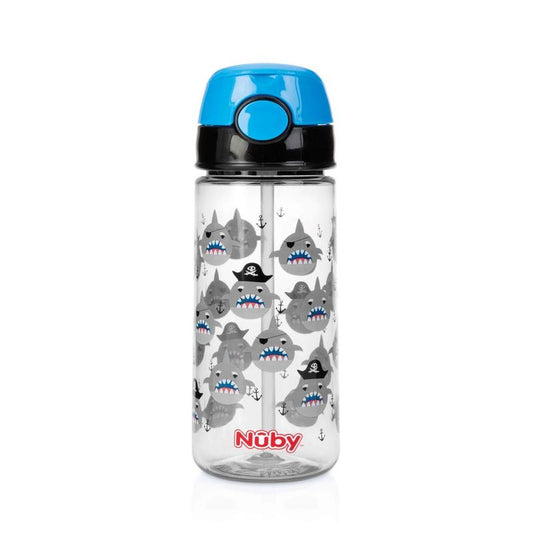 Nuby Beker zacht rietje drukknop blauw 540ml 4+ jaar 1 Stuks