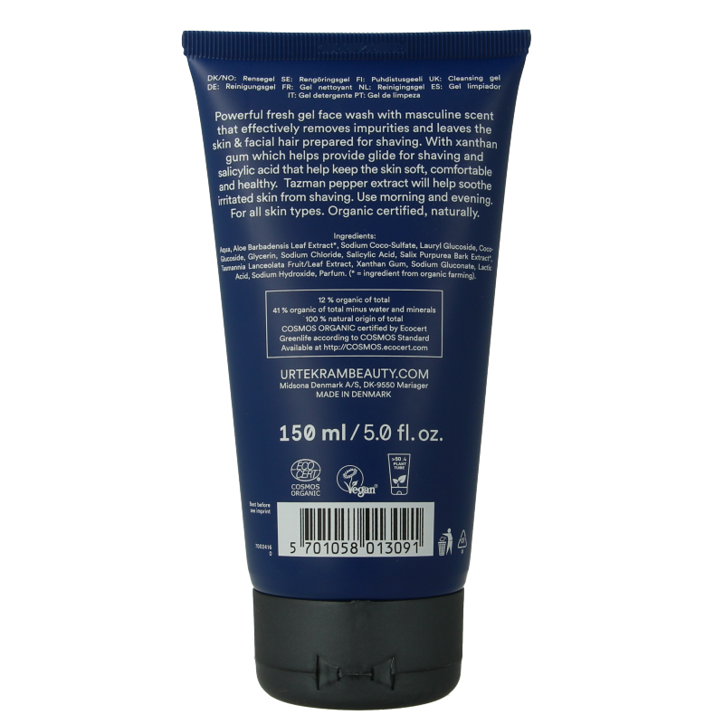Urtekram Men gezichtswash 150 Milliliter