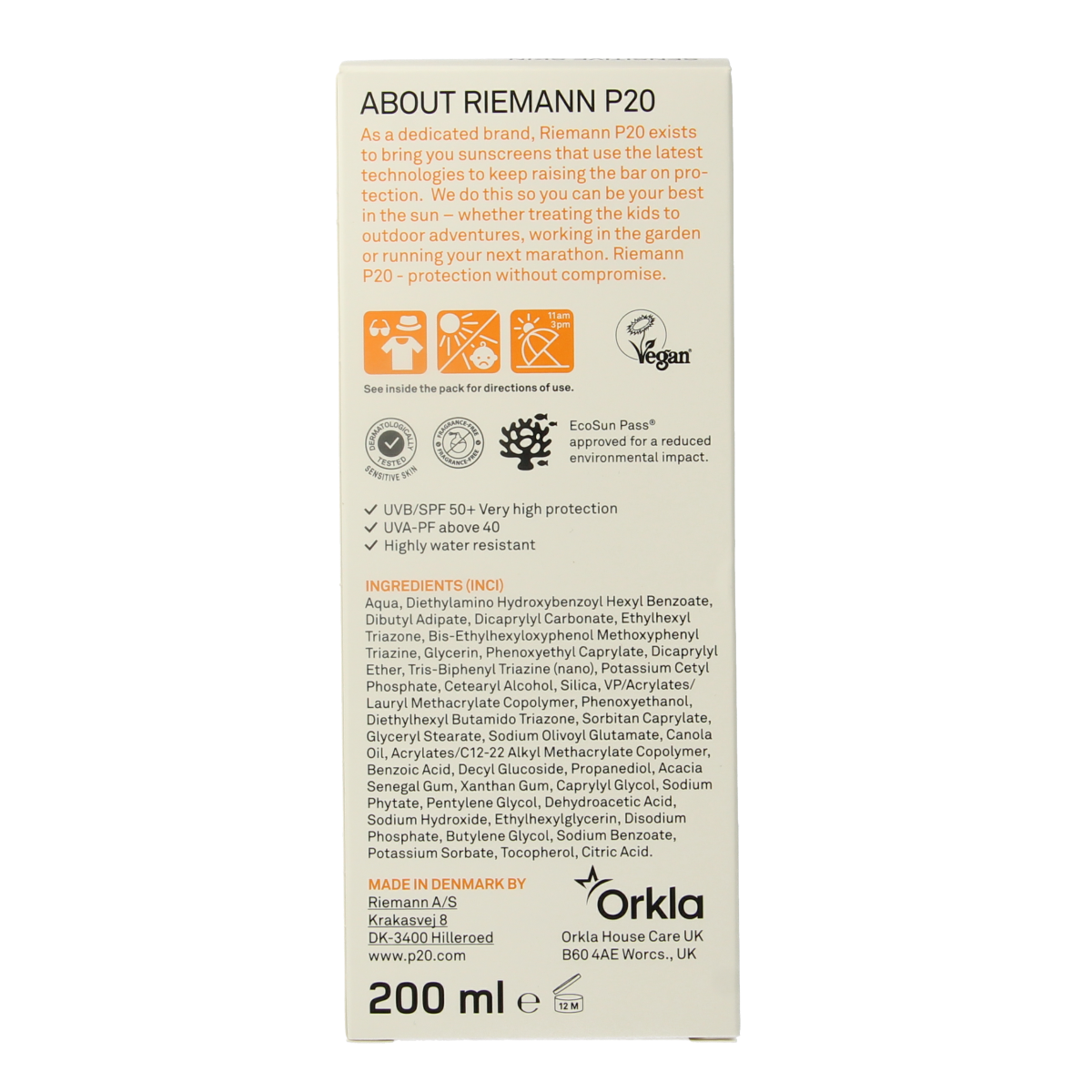P20 Sensitive lotion SPF50+ 200.00 Milliliter