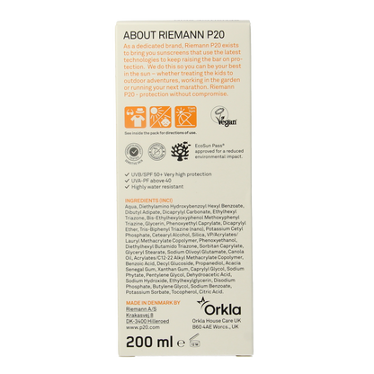 P20 Sensitive lotion SPF50+ 200.00 Milliliter