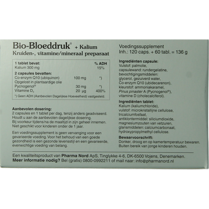 Pharma Nord Bio bloeddruk & kalium 120 caps + 60 tabletten 180 Stuks
