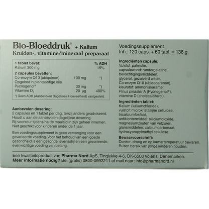 Pharma Nord Bio bloeddruk & kalium 120 caps + 60 tabletten 180.00 Stuks