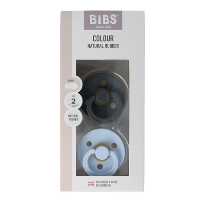 Bibs Fopspeen maat 2 iron / baby blue natural rubber 2.00 Stuks