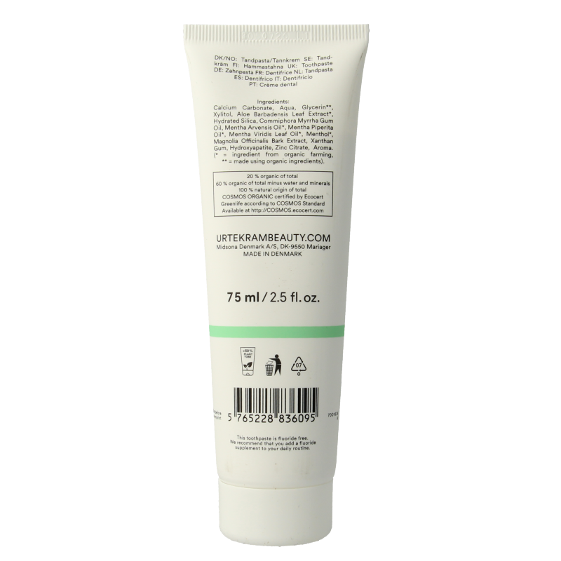 Urtekram Tandpasta whitening fresh mint 75 Milliliter