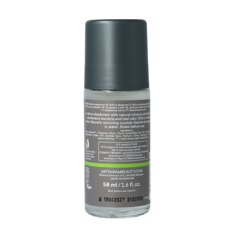 Urtekram Deodorant crystal roll on limoen 50 Milliliter