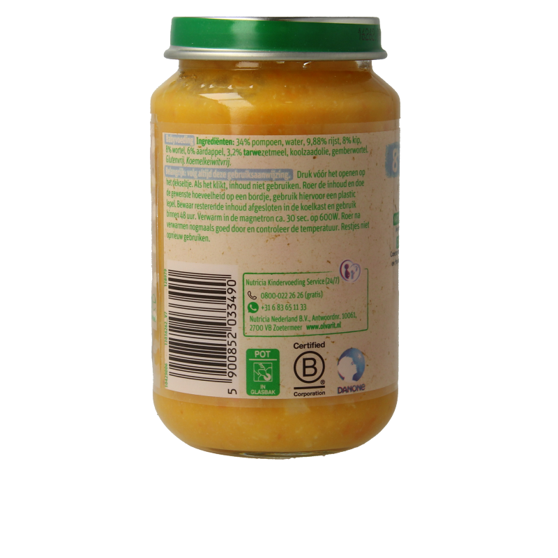 Olvarit Pompoen kip rijst 8M14 200 Gram