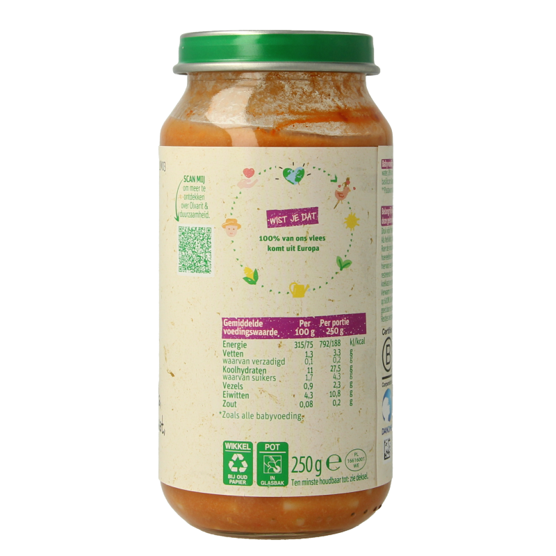 Olvarit Pasta tomaat ham 18M03 250 Gram