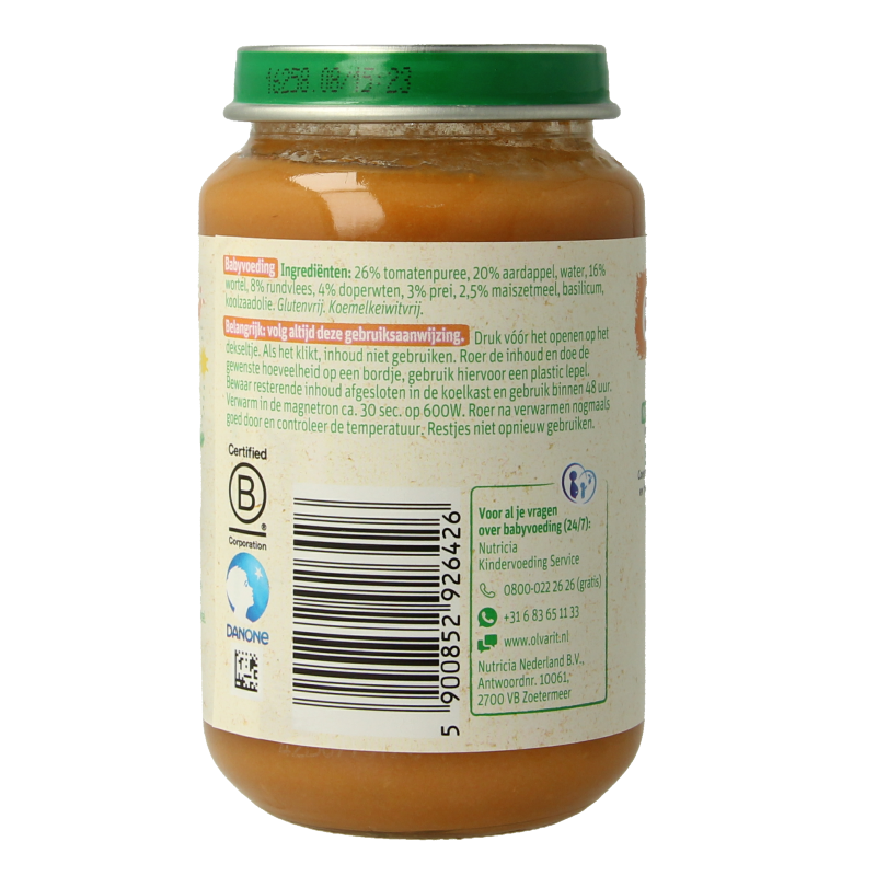 Olvarit Tomaat rundvlees aardappel wortel 200 Gram