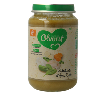 Olvarit Spinazie witvis rijst 6M10 200 Gram