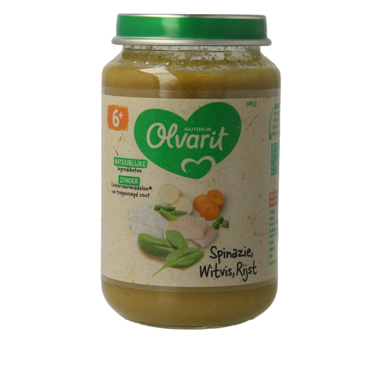 Olvarit Spinazie witvis rijst 6M10 200 Gram