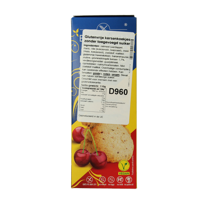 Bezgluten Koekjes kers zonder toegevoegde suiker glutenvrij 110 Gram