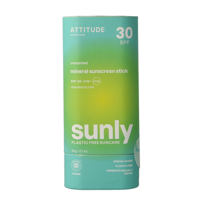 Attitude Sunly zonnebrandstick SPF30 parfumvrij 60.00 Gram
